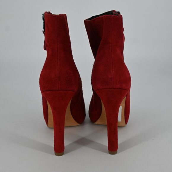 DVF | Red Suede Zipper Booties Size: 7.5 M - Picture 3 of 10